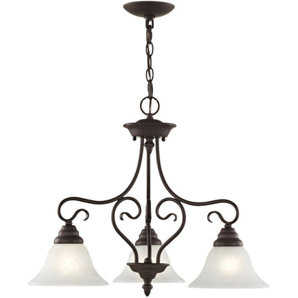 Bronze Three Light Metal Dimmable Chandelier With Shades