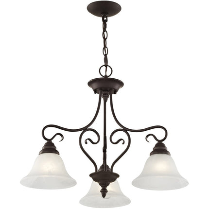 Bronze Three Light Metal Dimmable Chandelier With Shades