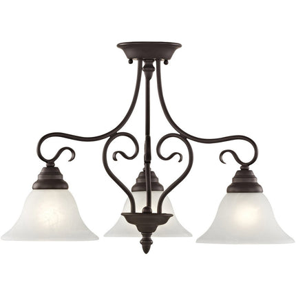 Bronze Three Light Metal Dimmable Chandelier With Shades
