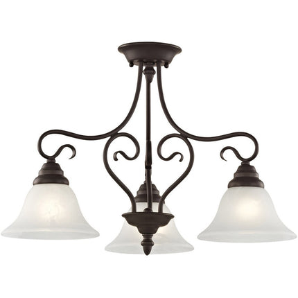 Bronze Three Light Metal Dimmable Chandelier With Shades