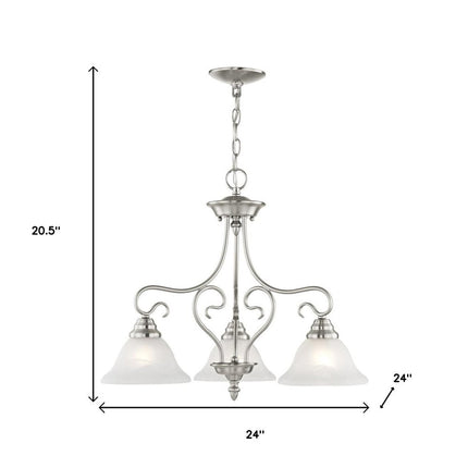 Nickel Three Light Metal Dimmable Chandelier With Shades