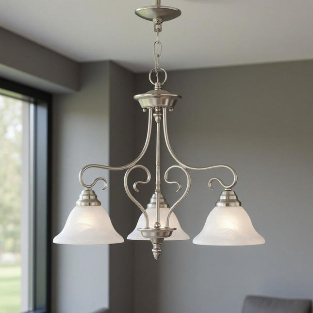 Three Light Dimmable Chandelier With Shades HomeRoots