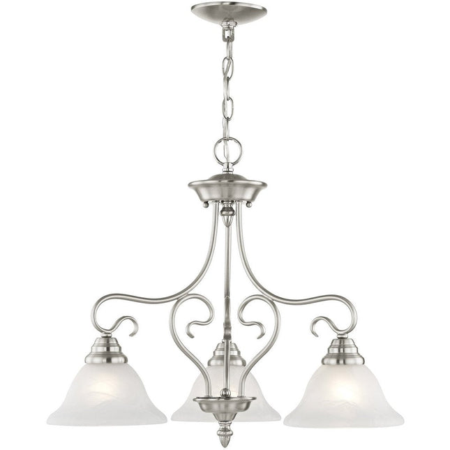 Nickel Three Light Metal Dimmable Chandelier With Shades HomeRoots