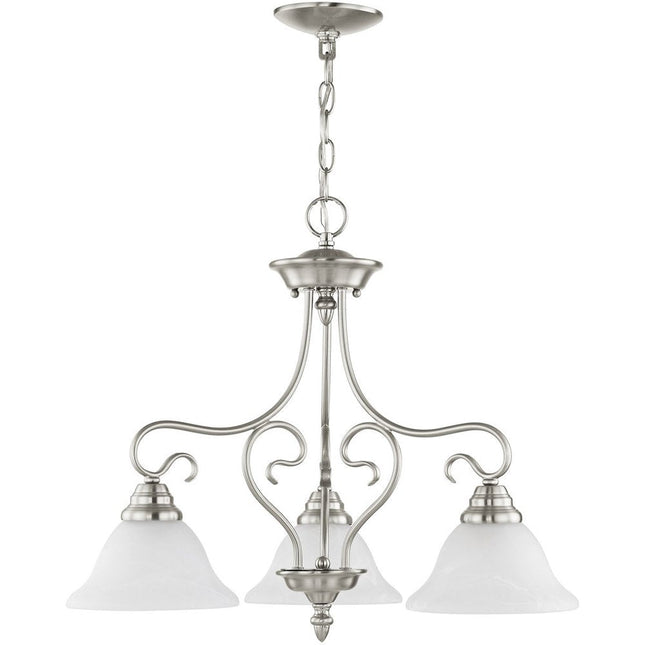 Nickel Three Light Metal Dimmable Chandelier With Shades HomeRoots