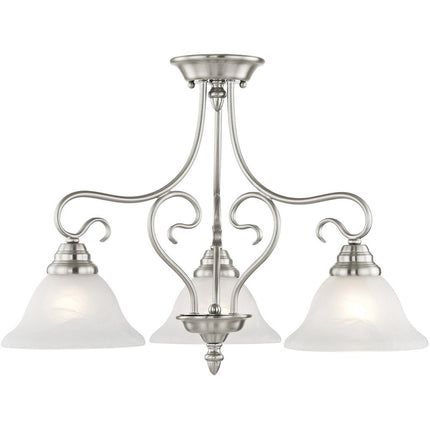 Nickel Three Light Metal Dimmable Chandelier With Shades