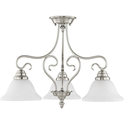 Nickel Three Light Metal Dimmable Chandelier With Shades