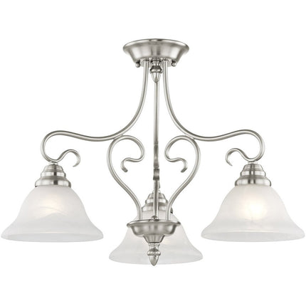 Nickel Three Light Metal Dimmable Chandelier With Shades