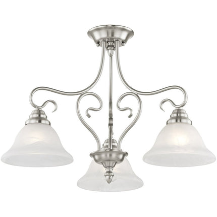 Nickel Three Light Metal Dimmable Chandelier With Shades