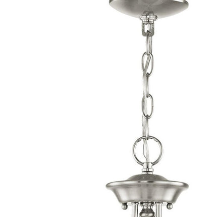 Nickel Three Light Metal Dimmable Chandelier With Shades