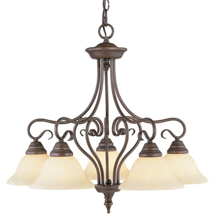 Bronze Five Light Metal Dimmable Chandelier With Shades