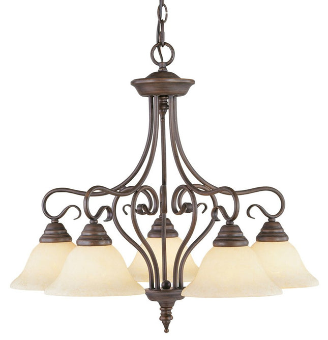 Bronze Five Light Metal Dimmable Chandelier With Shades