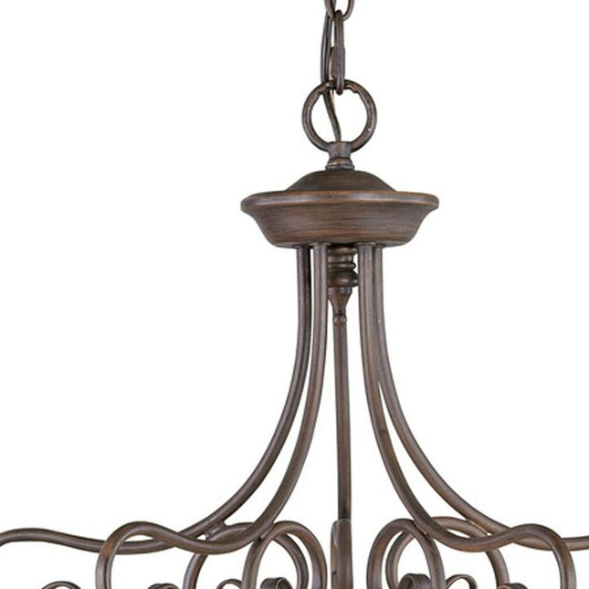 Bronze Five Light Metal Dimmable Chandelier With Shades