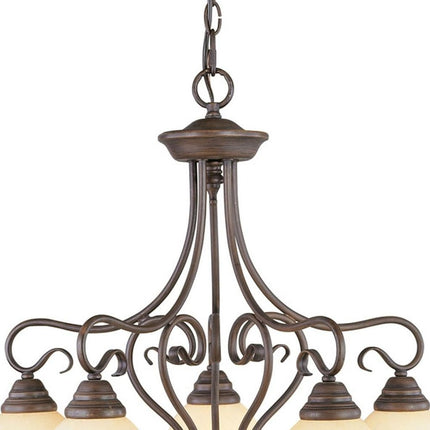 Bronze Five Light Metal Dimmable Chandelier With Shades