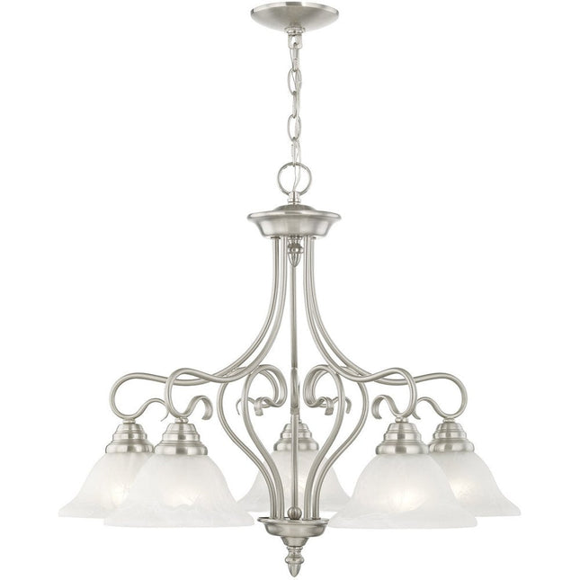 Five Light Dimmable Chandelier With Shades HomeRoots