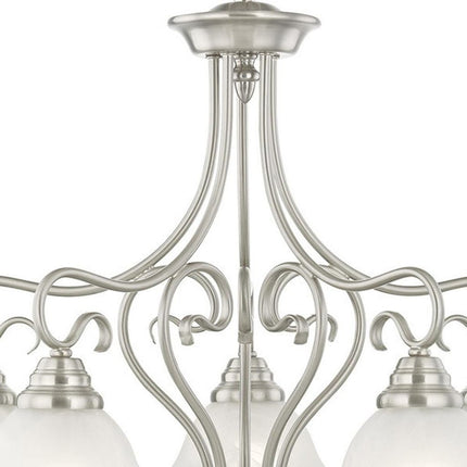 Nickel Five Light Metal Dimmable Chandelier With Shades