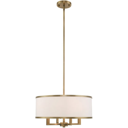 Antiqued Brass Four Light Metal Dimmable Chandelier With Shades