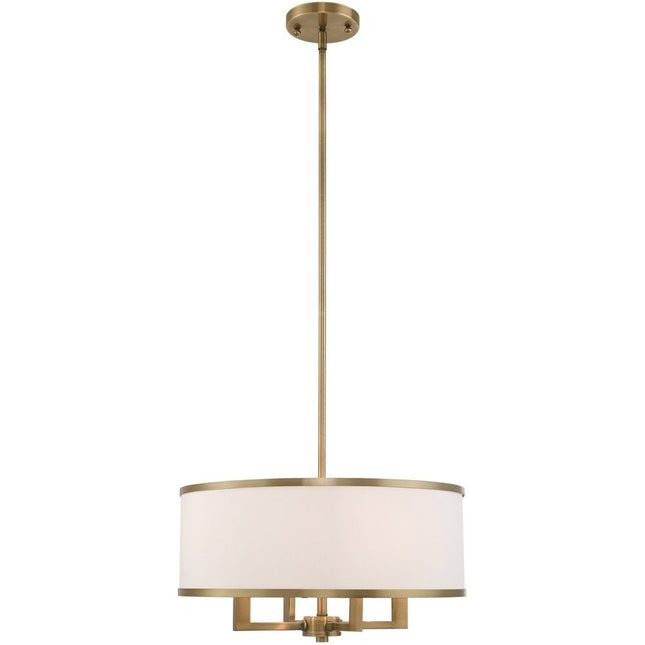 Antiqued Brass Four Light Metal Dimmable Chandelier With Shades HomeRoots