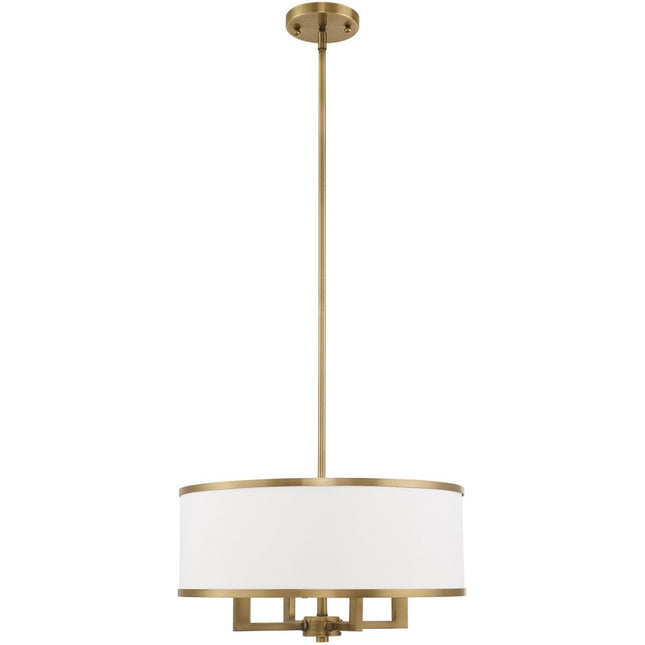 Antiqued Brass Four Light Metal Dimmable Chandelier With Shades HomeRoots