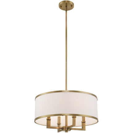 Antiqued Brass Four Light Metal Dimmable Chandelier With Shades
