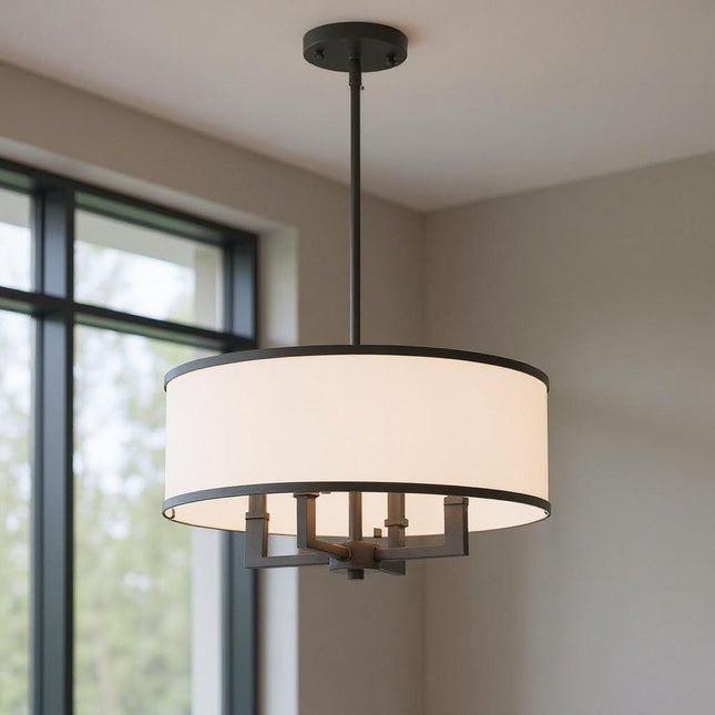 Bronze Four Light Dimmable Chandelier With Shades HomeRoots