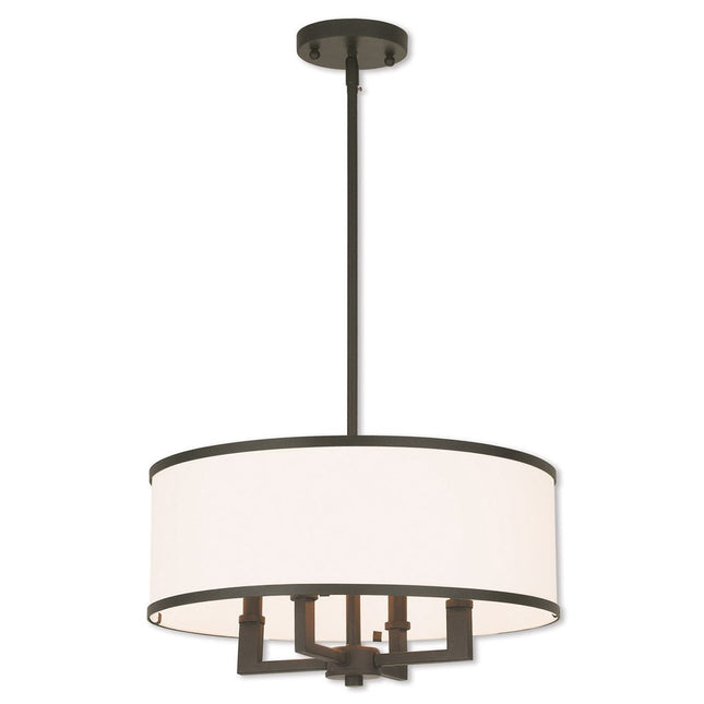Bronze Four Light Metal Dimmable Chandelier With Shades