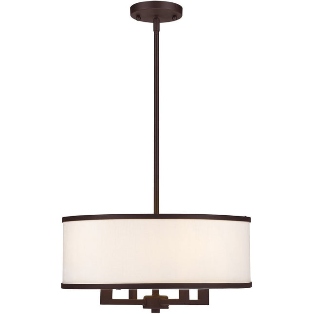 Bronze Four Light Metal Dimmable Chandelier With Shades