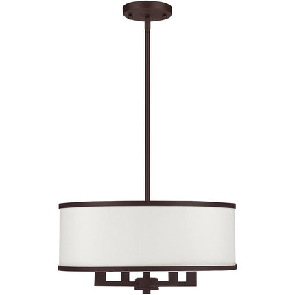 Bronze Four Light Metal Dimmable Chandelier With Shades