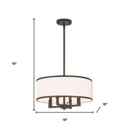 Bronze Four Light Metal Dimmable Chandelier With Shades