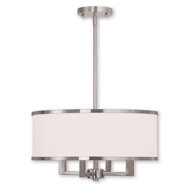 Nickel Four Light Metal Dimmable Chandelier With Shades