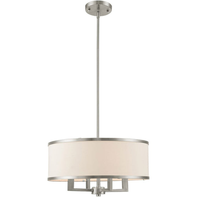 Nickel Four Light Metal Dimmable Chandelier With Shades