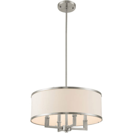 Nickel Four Light Metal Dimmable Chandelier With Shades
