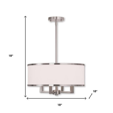 Nickel Four Light Metal Dimmable Chandelier With Shades