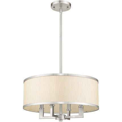 Nickel Four Light Metal Dimmable Chandelier With Shades