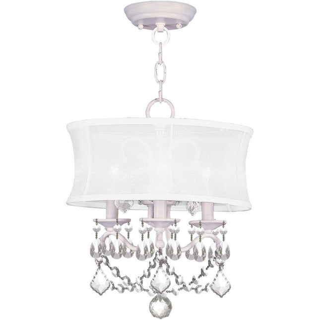 White Three Light Metal Dimmable Chandelier With Shades HomeRoots