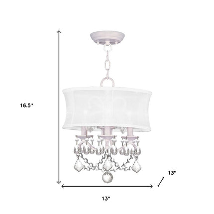 White Three Light Metal Dimmable Chandelier With Shades