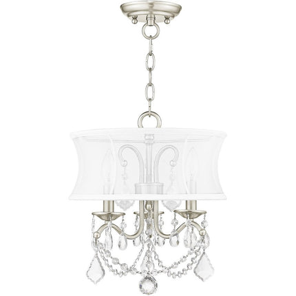 Nickel Three Light Metal Dimmable Chandelier With Shades