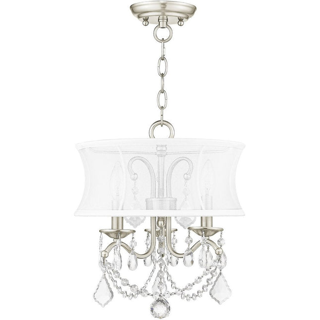 Nickel Three Light Metal Dimmable Chandelier With Shades HomeRoots