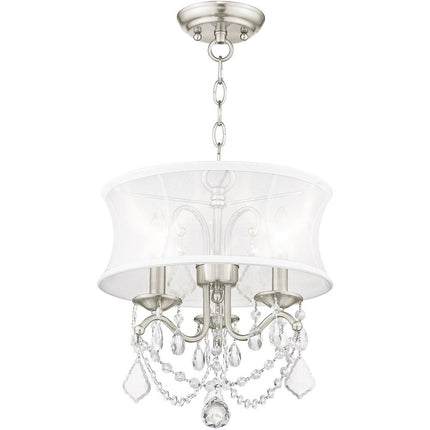 Nickel Three Light Metal Dimmable Chandelier With Shades