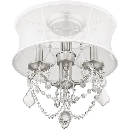 Nickel Three Light Metal Dimmable Chandelier With Shades