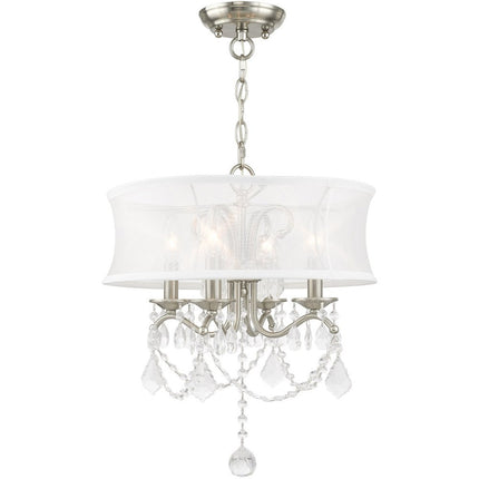 Nickel Four Light Metal Dimmable Chandelier With Shades