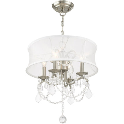 Nickel Four Light Metal Dimmable Chandelier With Shades