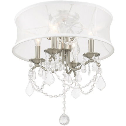 Nickel Four Light Metal Dimmable Chandelier With Shades