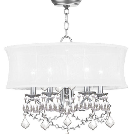 Five Light Dimmable Chandelier With Shades HomeRoots