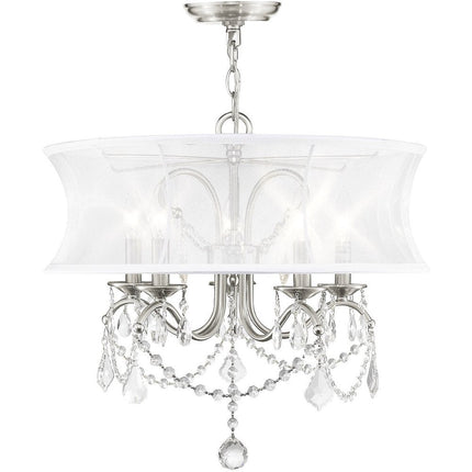 Five Light Dimmable Chandelier With Shades HomeRoots