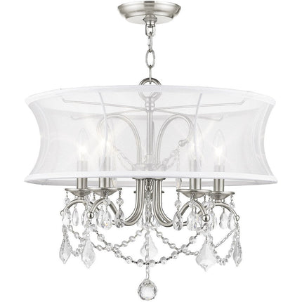 Five Light Dimmable Chandelier With Shades HomeRoots