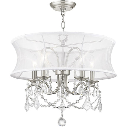 Five Light Dimmable Chandelier With Shades HomeRoots