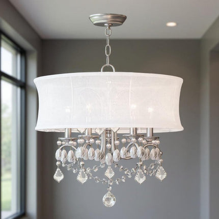 Five Light Dimmable Chandelier With Shades HomeRoots