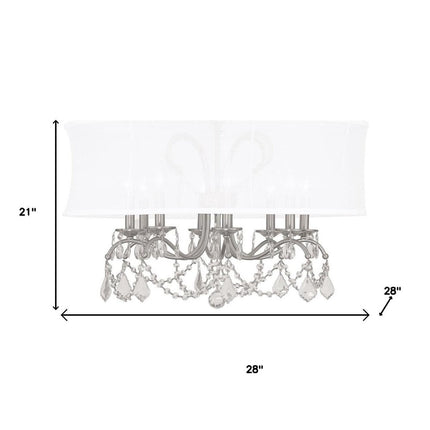 Nickel Eight Light Metal Dimmable Chandelier With Shades