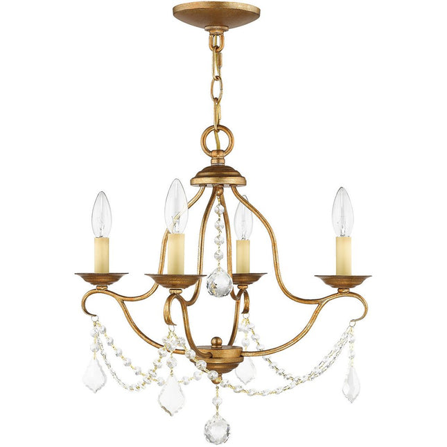 Gold Four Light Metal Dimmable Chandelier With Shades HomeRoots