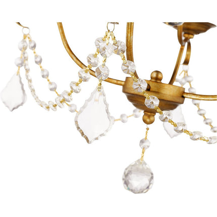 Gold Four Light Metal Dimmable Chandelier With Shades